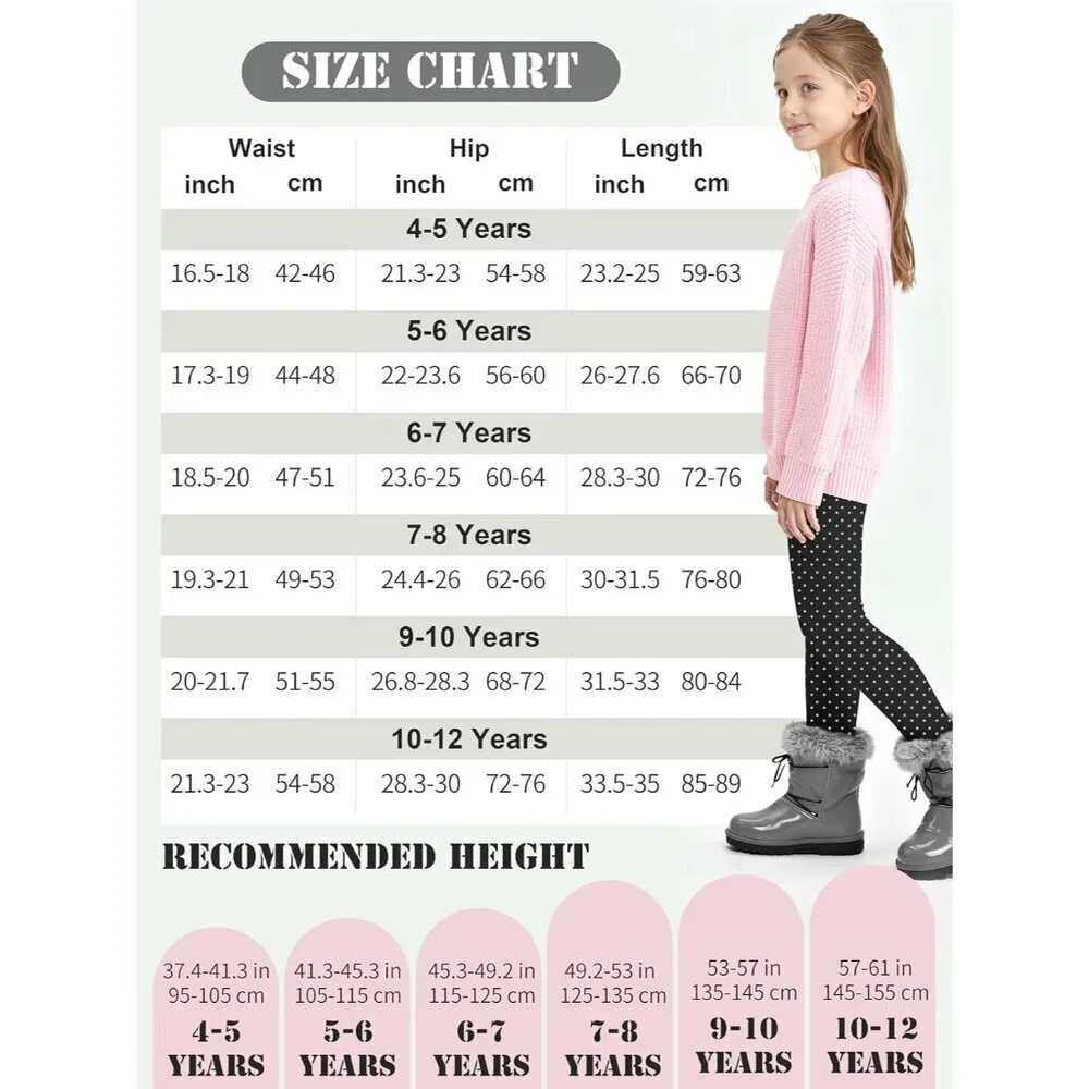 2 Pack Girls Cotton Fleece Lined Leggings Kids Thick Thermal Tights Winter Full - Picture 2 of 7